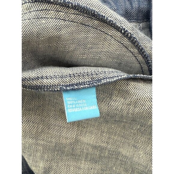 J. McLaughlin Linen Blazer Jacket Blue Denim Cinch Waist Long Sleeve Soft Size S - Picture 9 of 11